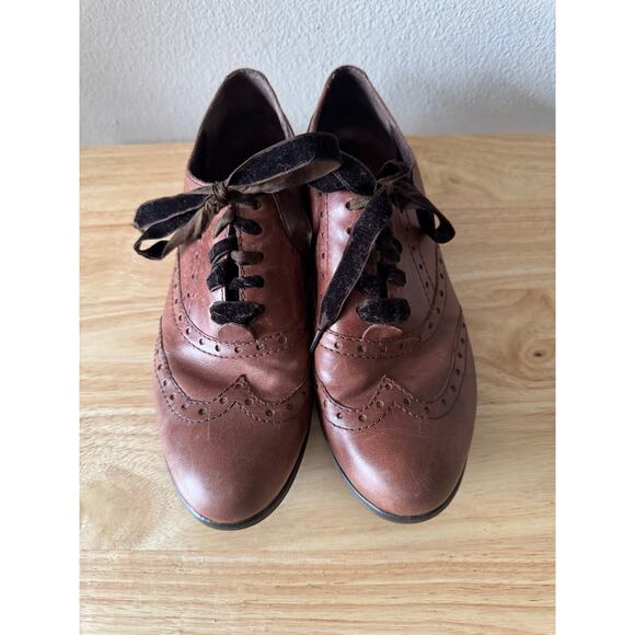 Womens Born Kika Brown Leather Oxford Flats Brogue Velvet Laces Sz 8 - Picture 4 of 10